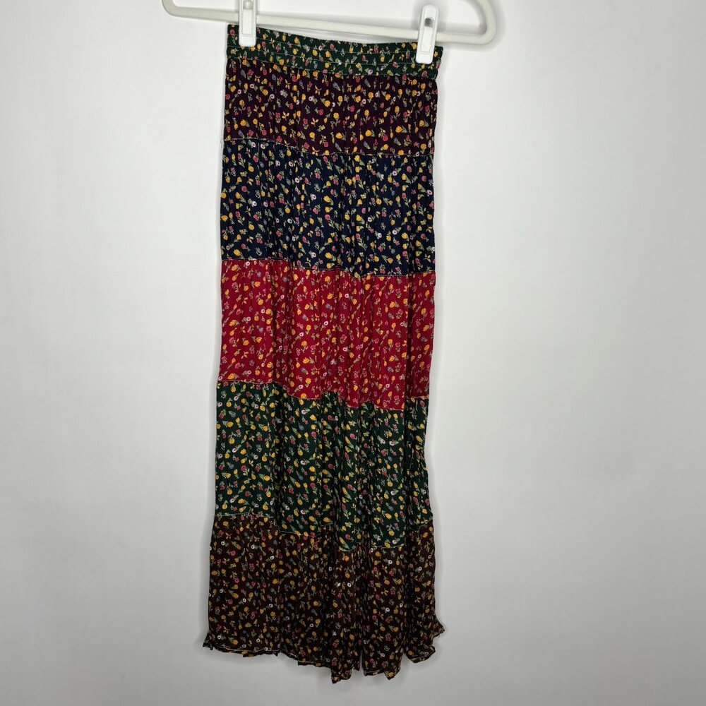 Young Threads Maxi Skirt Small Elastic Waist Boho Prairie Colorful NWT